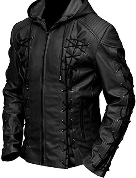 Mens Leather Biker Jacket Distressed Leather Jacket Arrow Roy Man