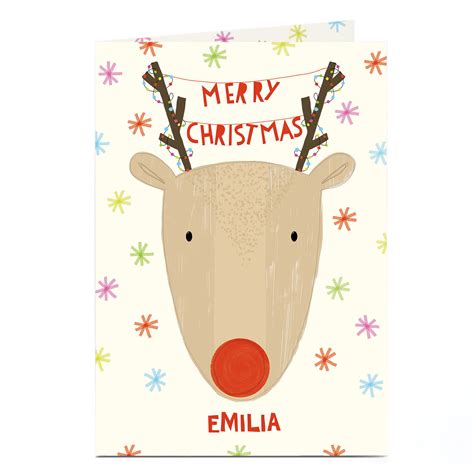 Buy Personalised Christmas Card Red Nosed Reindeer For Gbp 1 79 Card Factory Uk