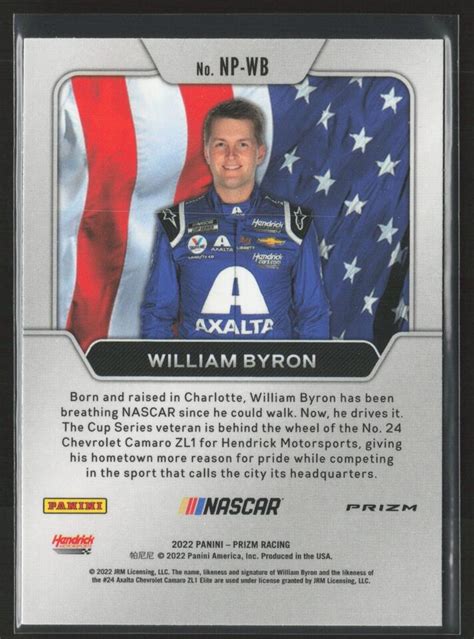 Panini Prizm William Byron National Pride White Sparkle Prizm Sp