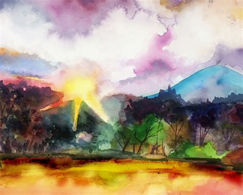 Sunrise Watercolor Painting at PaintingValley.com | Explore collection of Sunrise Watercolor ...