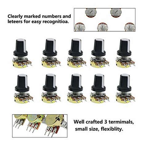 Getuscart B K K Ohm Knurled Shaft Linear Rotary Taper Potentiometer