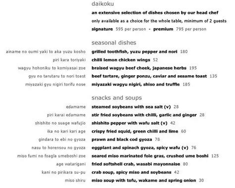 Zuma Menu, Menu for Zuma, DIFC, Dubai - Zomato