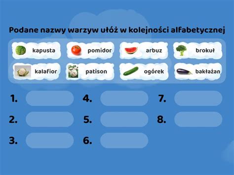 Sortowanie w kolejności alfabetycznej 1 Ustaw w kolejności