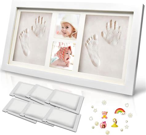 TENQUAN Baby Handabdruck und Fußabdruck Kit Baby Holz Bilderrahmen mit