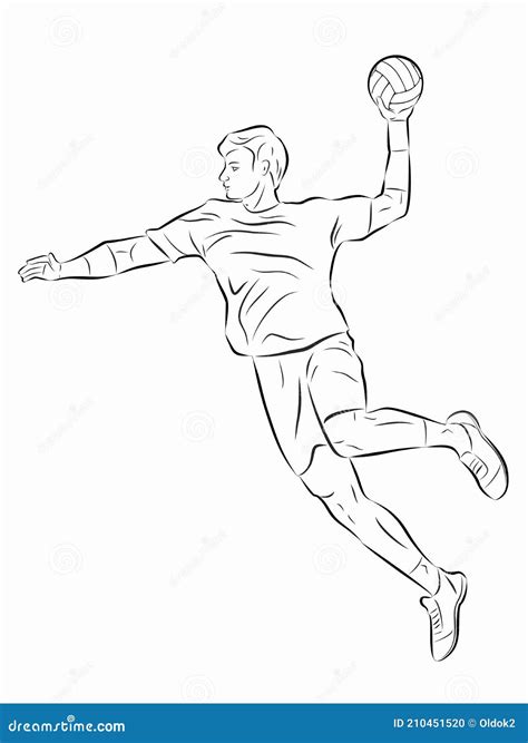 Isolated Illustration Of Handball Player Vector Drawing Stock Vector