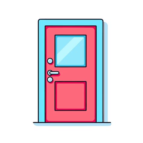 Premium Vector | A pink door with a window and a lock on it