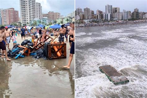 Praia Grande Sp Cancela Queima De Fogos Ap S Ressaca Tombar Balsas E