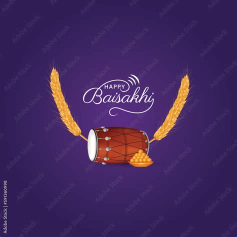 Celebration of Punjabi festival Vaisakhi Baisakhi festival creative design with typography ...