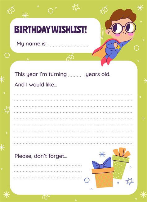 Printable Birthday Wishlists | Google Slides & PPT