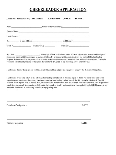 Fillable Online CHEERLEADER APPLICATION Fort Bend ISD Fax Email Print