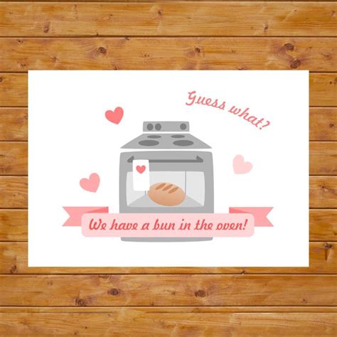 Bun In The Oven Pregnancy Announcement Card Pregnancy Reveal Card