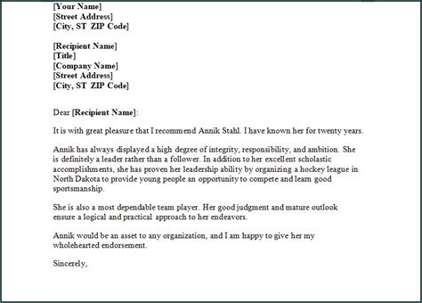 Personal Reference Letter Template Bogiolo