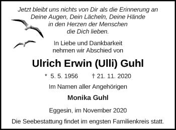 Traueranzeigen Von Ulrich Erwin Guhl Trauer Nordkurier