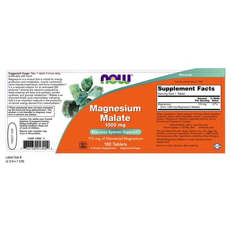 Now Foods Magnesium Malate 1000mg X180tabs