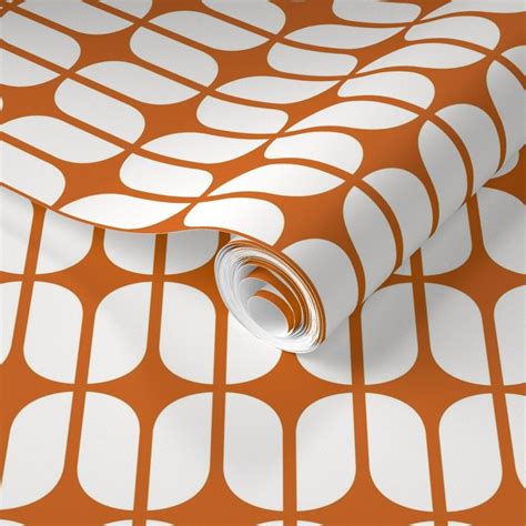 Mid Century Modern Wallpaper Modular Orange By Etsy