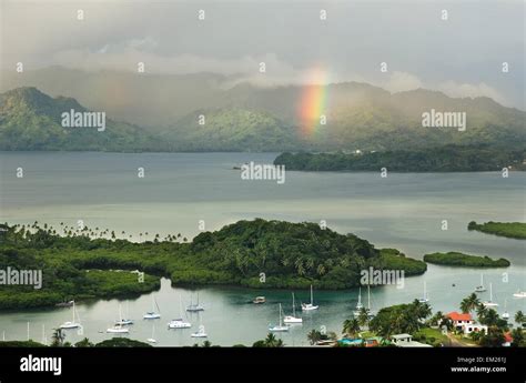 Savusavu Marina And Nawi Islet With Rainbow Vanua Levu Island Fiji