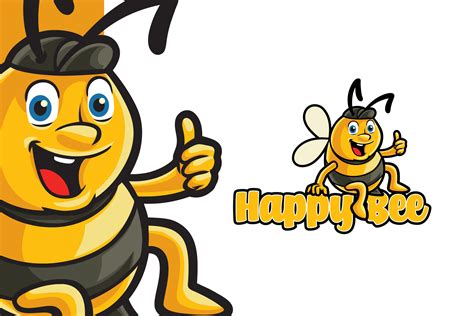 Happy Bee Logo Template By Stringlabs Thehungryjpeg