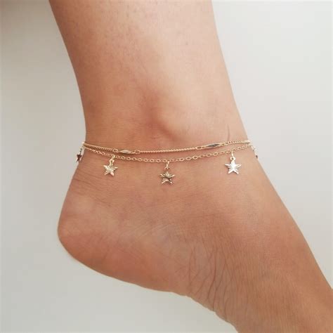 K Gold Anklet Anklet With Chain Gold Anklet Gold Anklet Etsy Uk