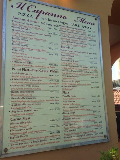 Menu At Ristorante Il Capanno Sorrento