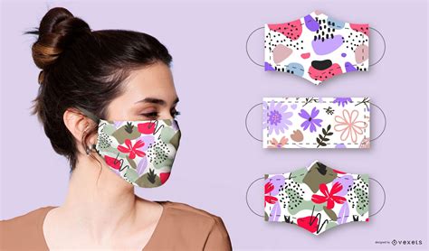 Flora Abstract Face Mask Design Pack Vector Download