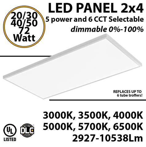 Led Panel Light 2x4 5 Powers 20 72w 10538lm Back Lit 6 Cct 3000k 6500k Dimmable Ledradiant