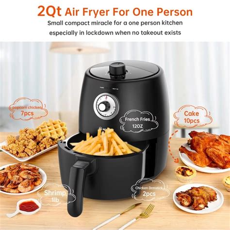 Air Fryers Moosoo Compact Air Fryer With 2Qt Nonstick Basket 60 Min