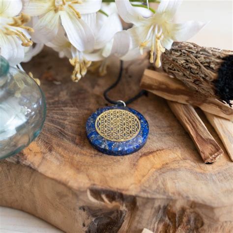 Pendentif Orgonite Lapis Lazuli Fleur De Vie Rond Zenvol Vente En