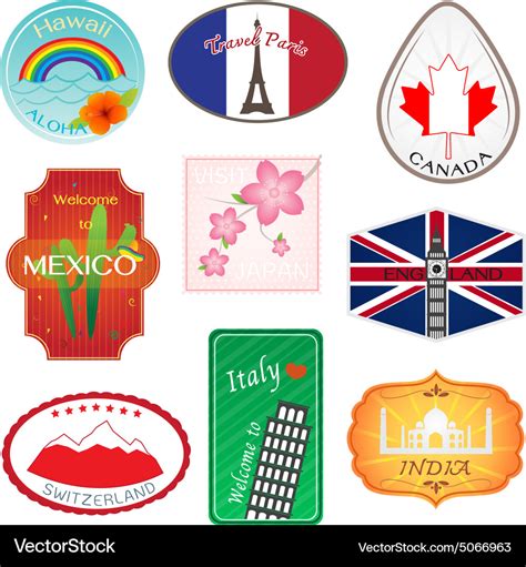 Travel stickers design collection Royalty Free Vector Image