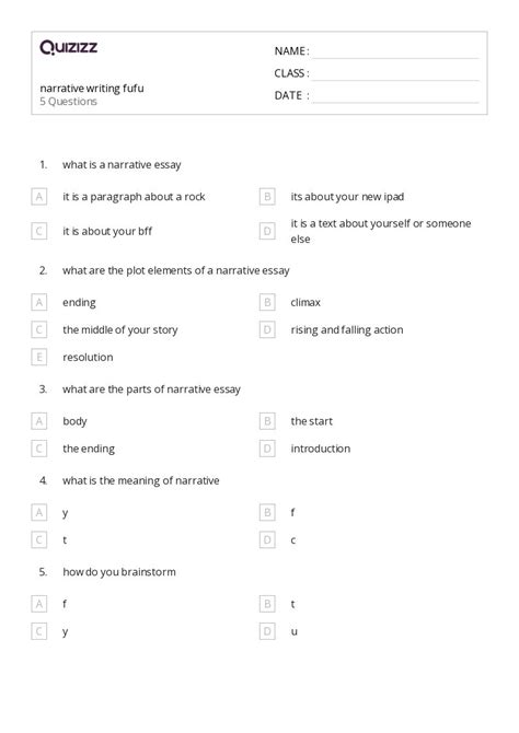 Narration Worksheet For Class