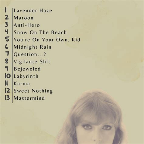 Taylor Swifts Midnights Album Cover And Tracklist Designed As 1989 Rtaylorswift