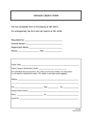 Fillable Online Castle Eiu Vendor Create Form Castle Eiu Fax Email