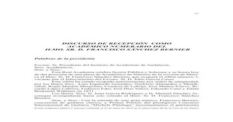 Discurso De RecepciÓn Como AcadÉmico Numerario Del · Rebosa Como El Agua De Nuestro Río