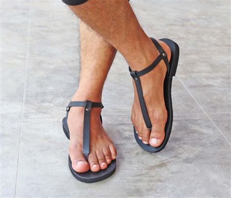 Men Thongs Leather Sandals Sexy Gay Barefoot Sandals Greek Etsy