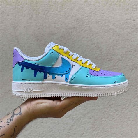 Nike Air Force One Custom Cartoon Verde Acqua Llab Scarpe Custom