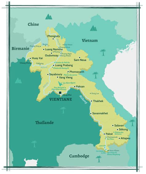 Carte Du Laos La Capitale Vientiane Les Villes Du Laos Et Le M Kong