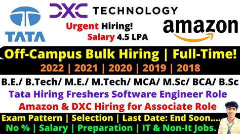 Amazon Tata DXC Off Campus Hiring Full Time 2022 2021 2020