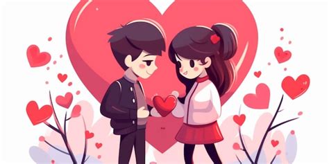 Premium AI Image | cute cartoon couple at valentine day illustration ...