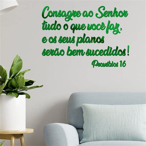 Espelho Consagre ao senhor tudo o que você faz Verde BRPF Decor