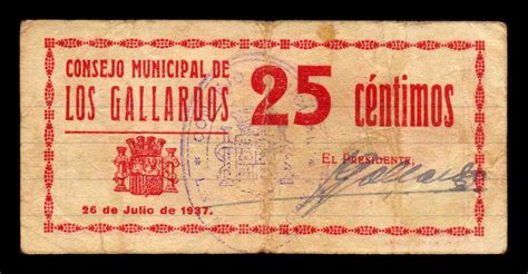 Espa A Billete Local Guerra Civil Los Gallardos Almer A C Ntimos