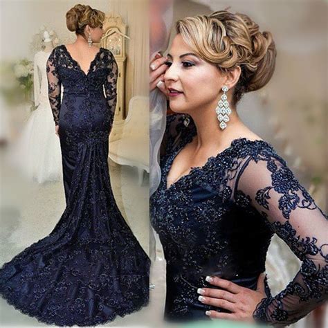 2016 Lace Formal Mother Of The Bride Dresses Long Sleeves Sexy Back