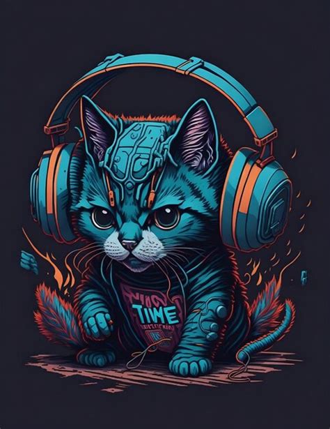 Premium Ai Image Cat Vector Tshirt