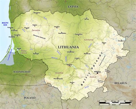 Blue Green Atlas Free Relief Map Of Lithuania