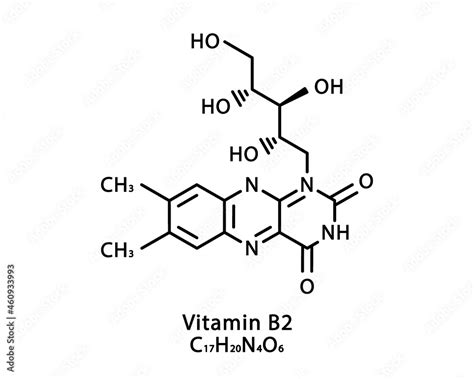 Vitamin B2 Riboflavin Molecular Structure Vitamin B2 Riboflavin