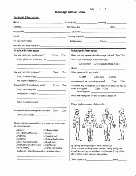 Spa Client Intake Form Template