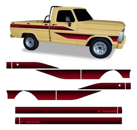 Faixa Ford F 1000 Adesivo Decorativo Lateral Cabine Simples