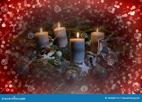 Advent Wreath, the Fourth Advent Stock Photo - Image of burning ...