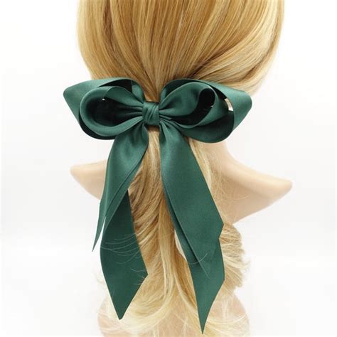 Satin Layered Double Tail Hair Bow Etsy