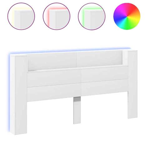 VidaXL Headboard Cabinet With LED White 200x16 5x103 5 Cm HFE AU EBay