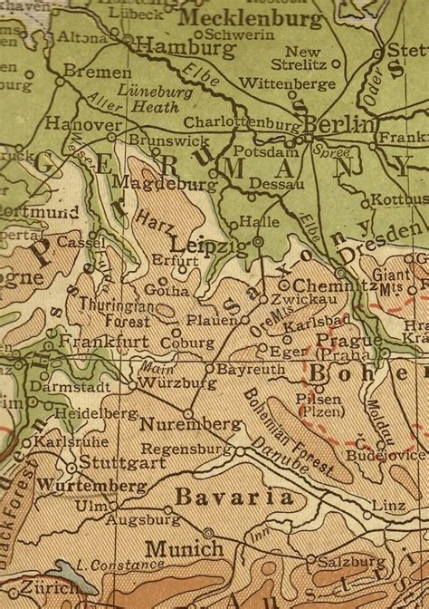 A Vintage Geographical Map Showing Prussia In Sepia Stock Image