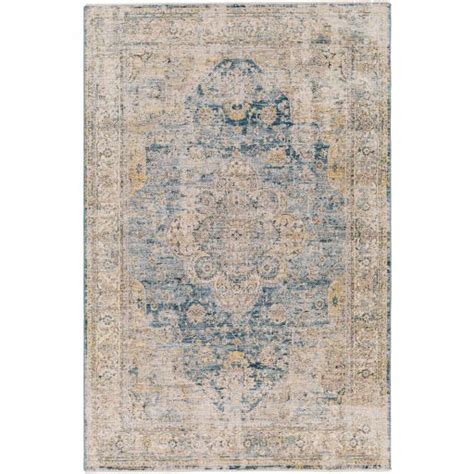 An Area Rug With Blue And Beige Colors